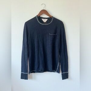 rag & bone Men's Long Sleeve Crewneck Tee in Charcoal with Contrast Trim